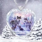 Ожерелье с кулоном в форме сердца из хрустального стекла Король снега волка женский религиозный амулет аксессуары ювелирные изделия для вечеринки подарок для девушки