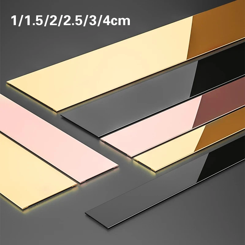 

5Meter Edge Strips Decorative Living Room Stainless Steel Background Wall Tile Strip Self-Adhesive Edge Trim For Ceiling Edging