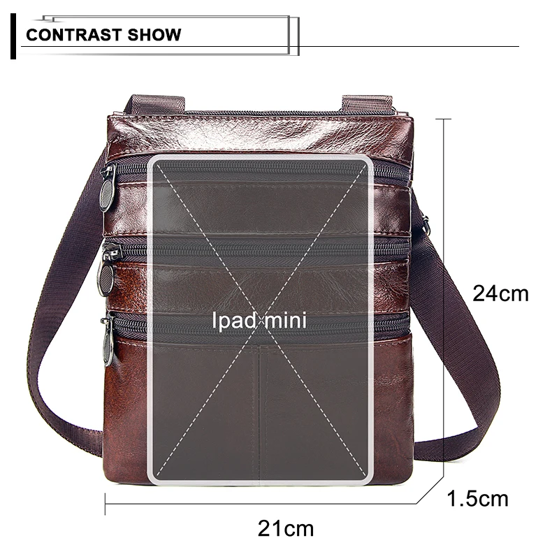 Дизайнерская кожаная сумка мессенджер на 3 молнии мужские сумки плечо из