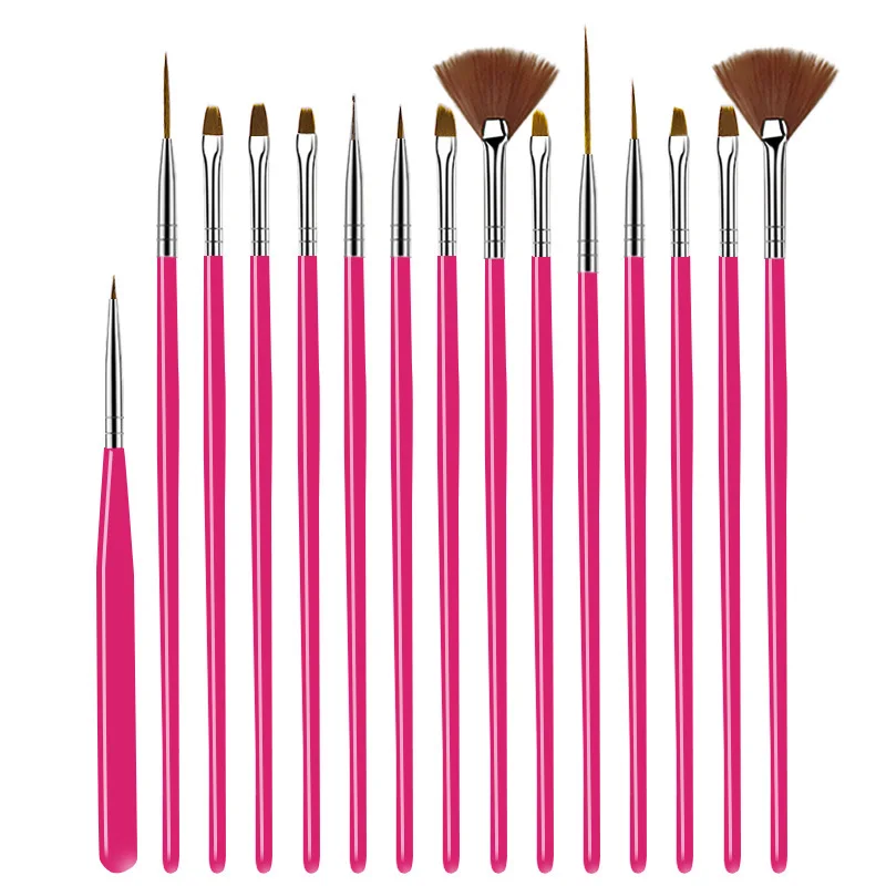 

Useful 15Pcs/Set Nail Art UV Gel Painting Brush Pens Builder Design Decorations Dotting Cleaning Brushes Diy Tools Gift