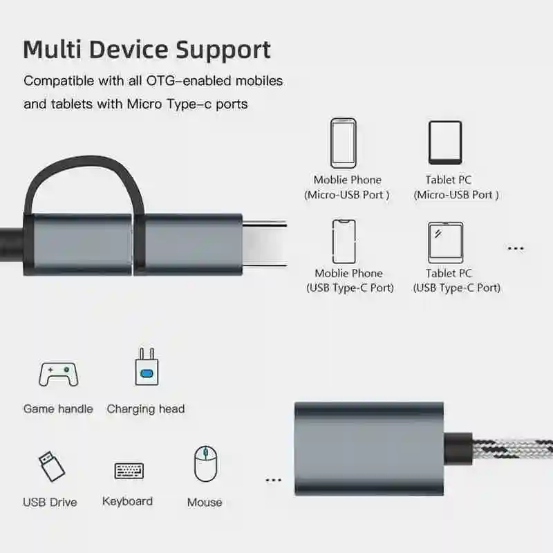 2 в 1 OTG адаптер USB кабель для передачи данных 3 0 Универсальный золотого
