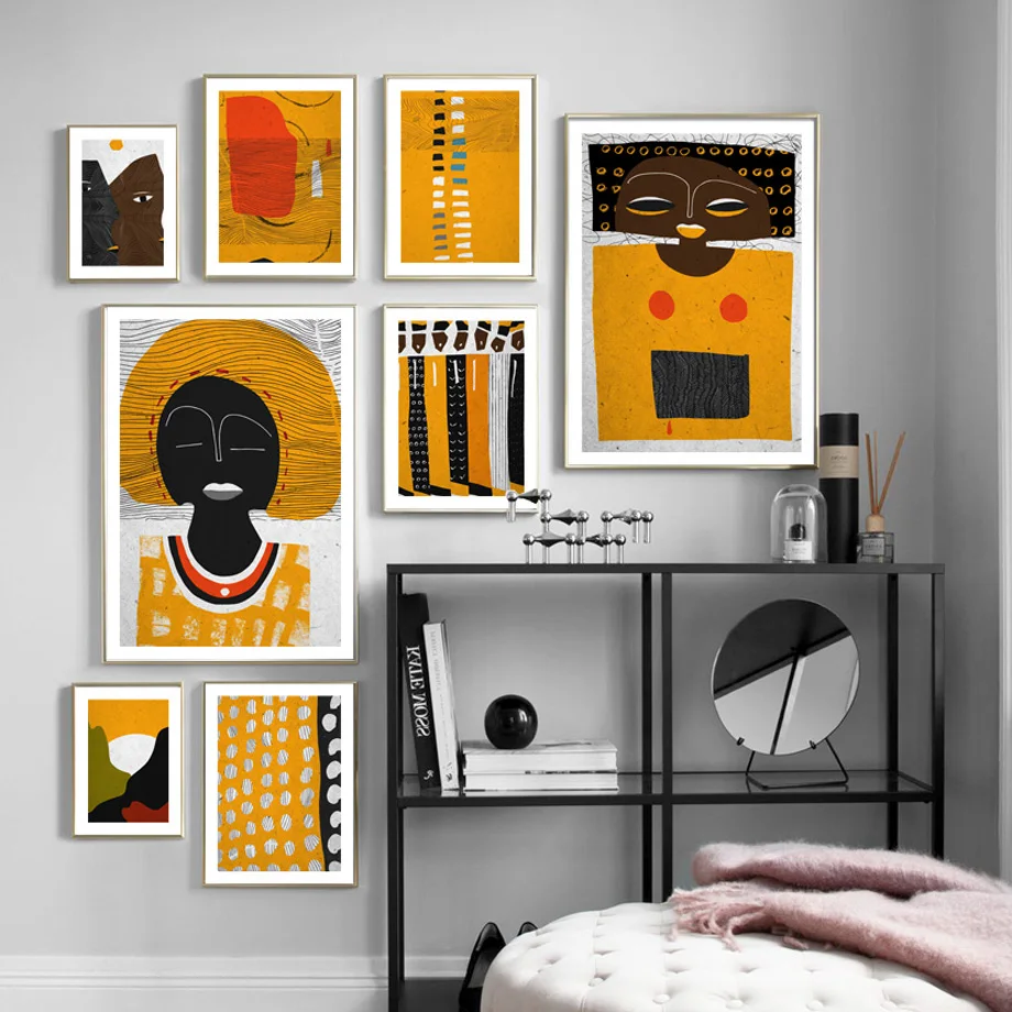 

Black Women Portrait Abstract Afro Modern Figures Nordic Poster Wall Art Print Canvas Painting Decor Pictures For Living Room