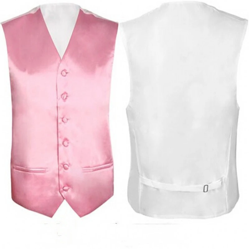 

Pink Silk Satin Vest Men 2020 New Slim Fit Sleeveless Vests Waistcoat Male Casual Party Prom Wedding Groom Chalecos para Hombre