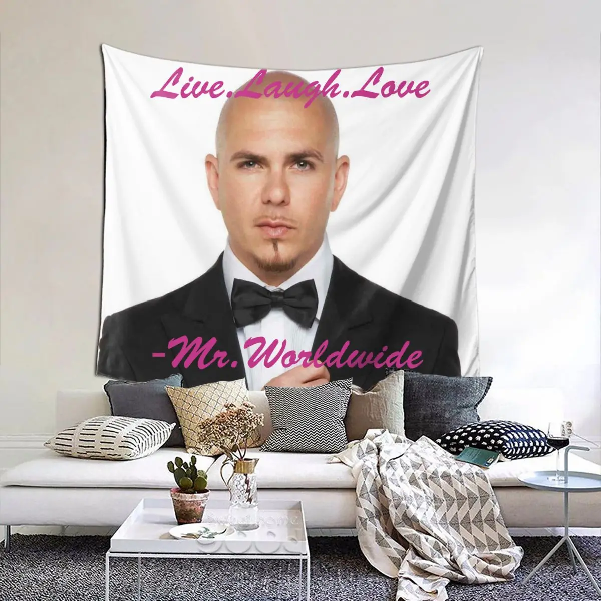 

Pitbulls Mr Worldwide 14 Tapestry Hip Hop Star Tapestry Wall Bedspread aesthetic Psychedelic Decor Blanket For Living Room