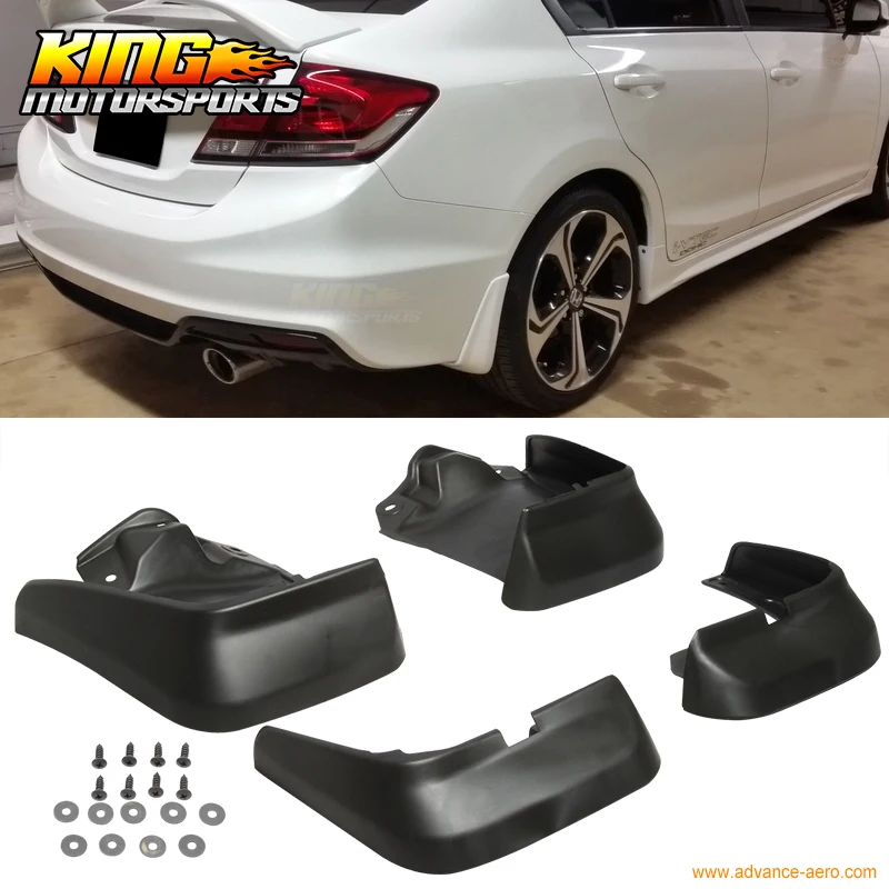 Подходит для 12 14 2012 2013 2014 Honda Civic 4Dr Sedan OE Style Mud Flap Guard 4 шт PU Global БЕСПЛАТНАЯ доставка