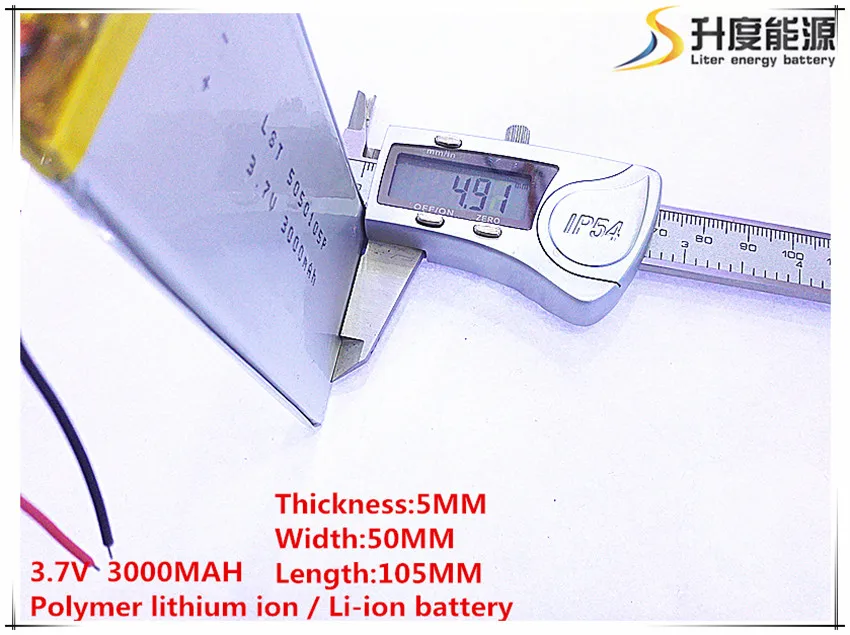 

3.7V,3000mAH,[5050105] Polymer lithium ion / Li-ion battery for TOY,POWER BANK,GPS,mp3,mp4,cell phone,speaker