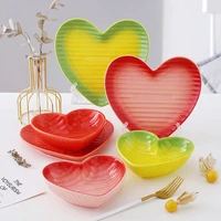 love bowl couple set tableware household ceramic cake fruit plate steak inventory heart dessert bowl sushi plate