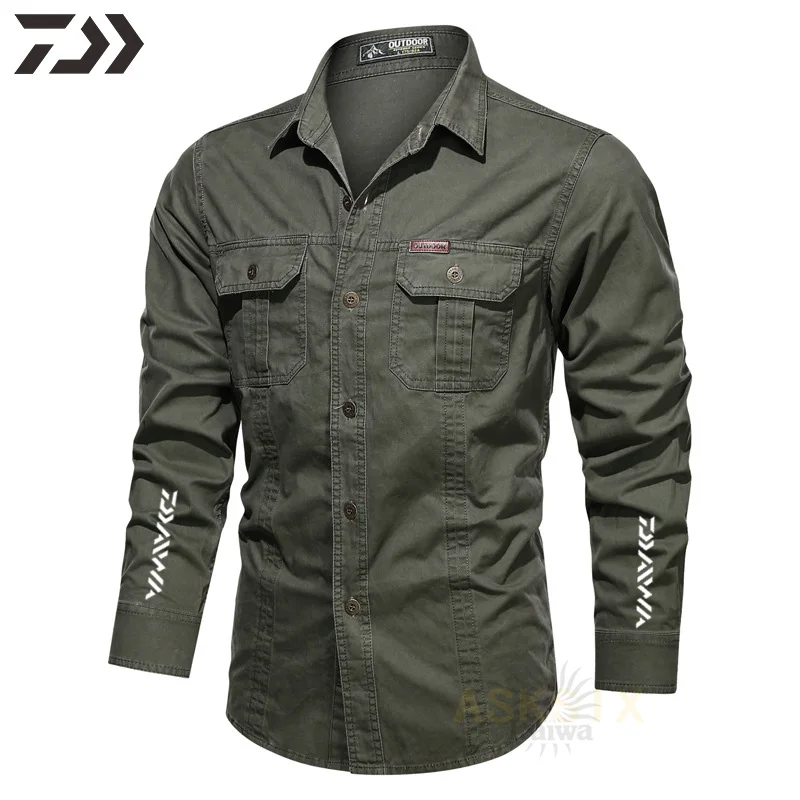 

Spring Summer Long Sleeve Fishing Shirt Thin Men's Breathable Quick Dry Fishing Clothes Solid Short Sleeve Casul Fishing Wear