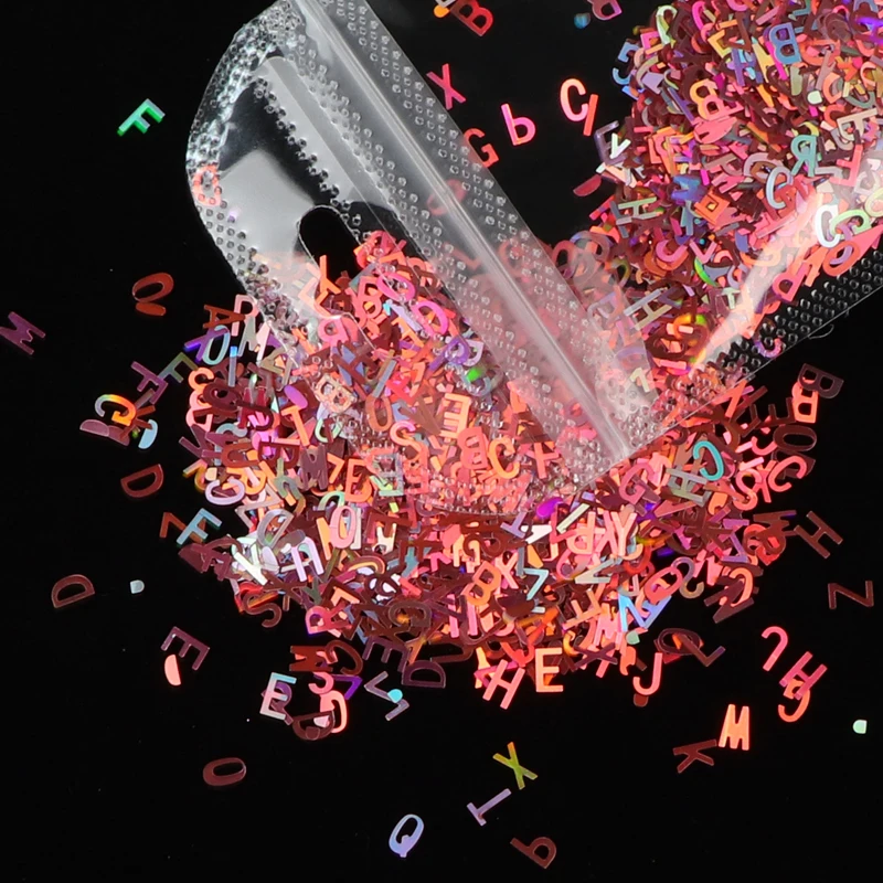 

1Bag Mirror Sparkly letter Nail Sequins Paillette Colors Nail Holographic Glitter 3D Flakes Slices Art Accessories