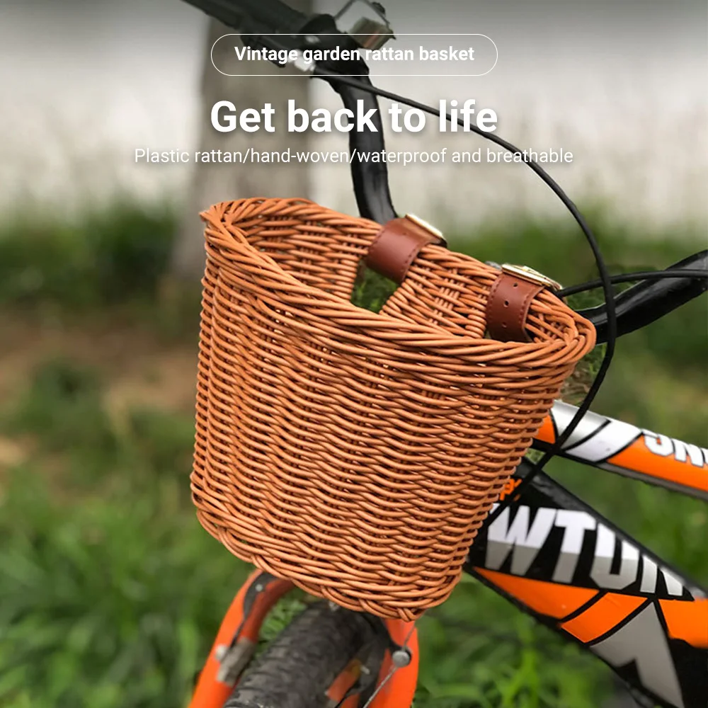 

Bike Basket Wicker Woven Bicycle Front Basket Handlebar Retro Bike Storage Case
