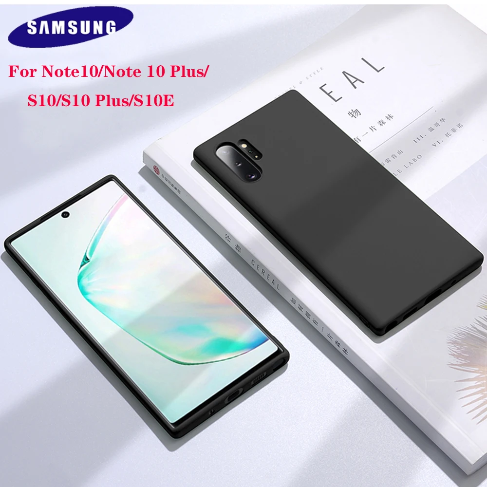 

Note10 Plus Case Original Samsung Galaxy Note 10+ Liquid Silky Silicone Cover Soft-Touch Full Back Protection Shell With Logo