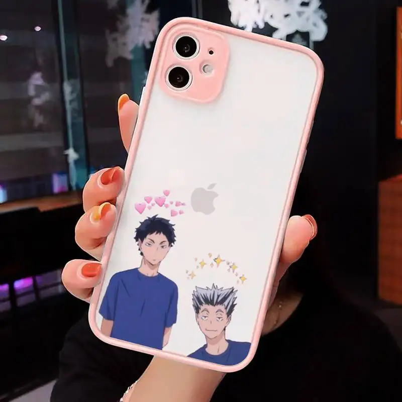 

Haikyuu Phone Case Pink matte transparent For iPhone 7 8 x xs xr 11 12 pro plus max mini Clear Funda