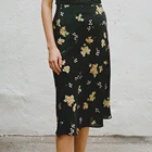 Женская шелковая юбка-миди с цветочным принтом, элегантная Весенняя винтажная Повседневная Длинная юбка, шикарная юбка