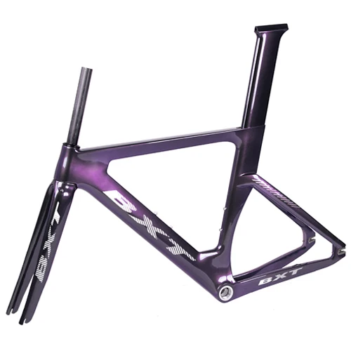 BXT Chameleon purple BXT углеродный руль трековая рама дорожного кадров колесо для велосипеда с фиксированной передачей комплект с вилкой Подседельный штырь 49/51/54 см, углеродный руль для велосипеда Рама - Цвет: BXT Chameleon purple