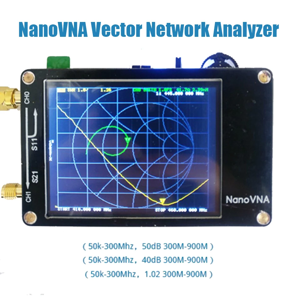

Векторный анализатор сети NanoVNA, анализатор антенны 50 кГц-300 МГц, ЖК-дисплей 2,8 дюйма, Smith MF HF VHF UHF с батареей