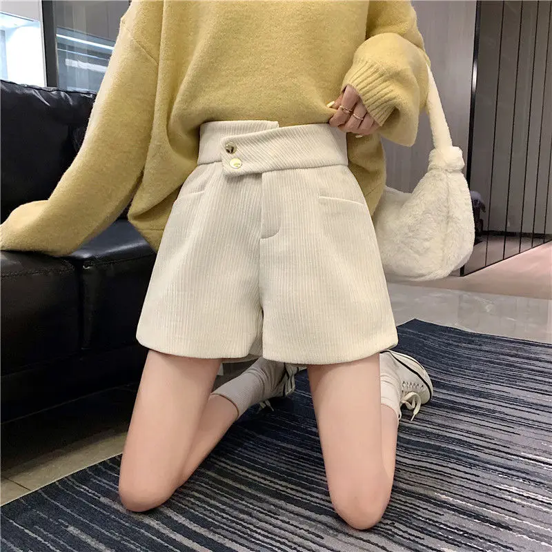 Wide Leg Boots Pants Autumn Wnter Pants 2021 New Korean Version Of The High Waist Loose Slim Shorts Thickened Casual Pants M558
