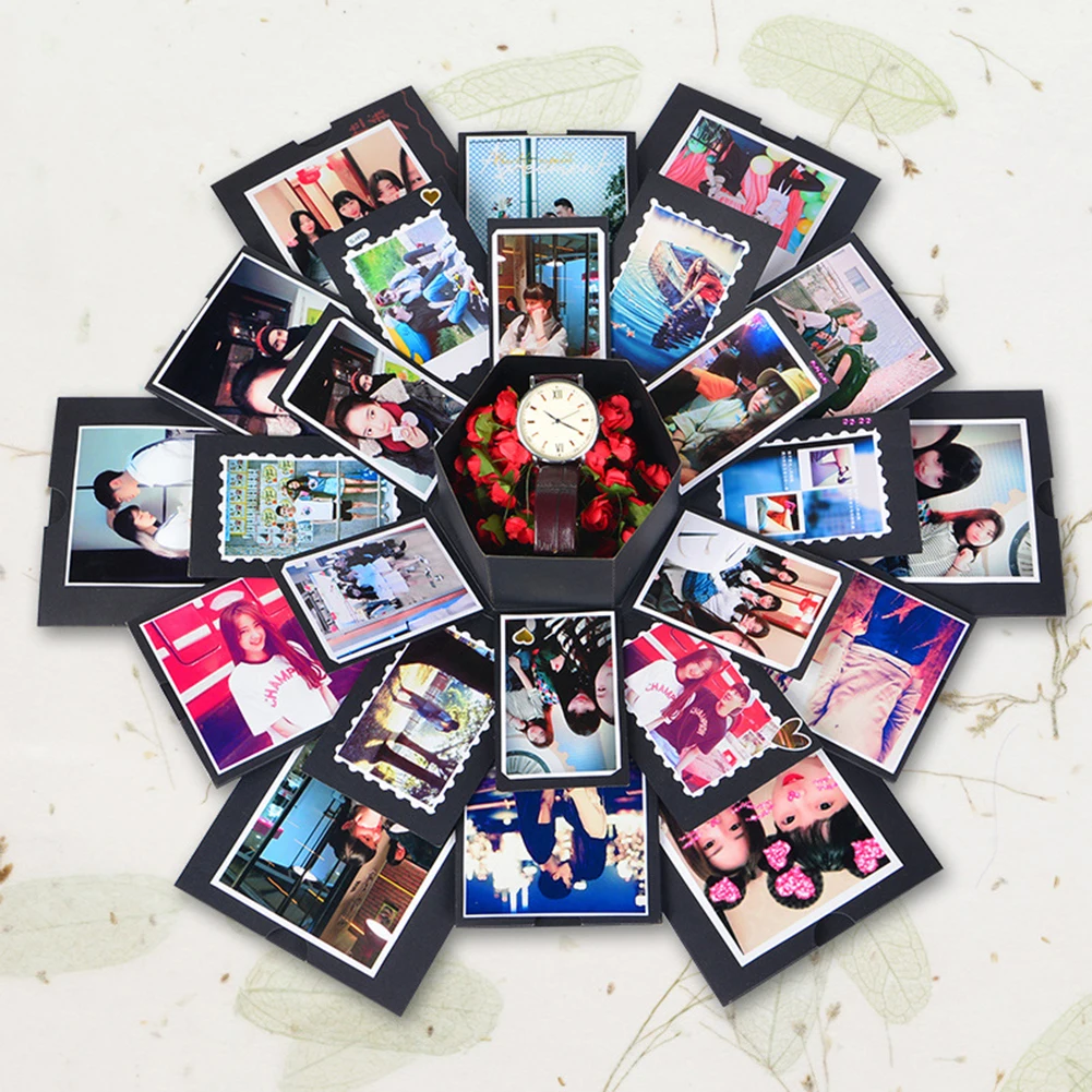 Шестигранный многослойный DIY памяти скрапбук фотоальбом коробка Валентина