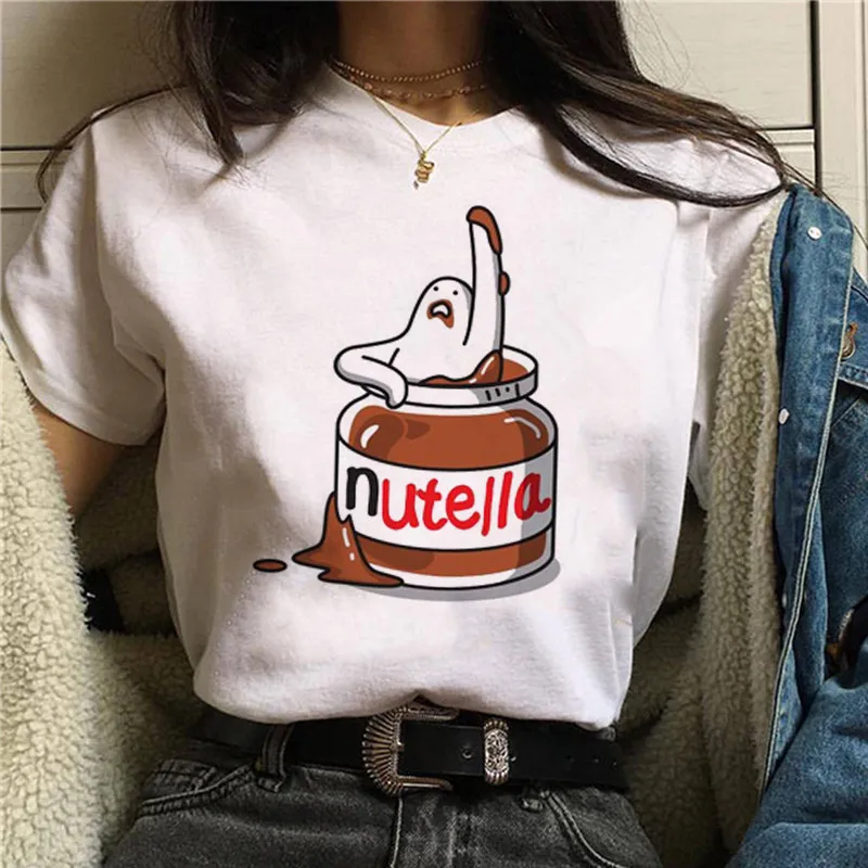 Женская футболка Nutella 90s Harajuku Ullzang модная с милым графическим рисунком в Корейском