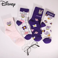 disney cartoon daisy socks japanese cute pure cotton breathable student stockings wild sports socks 2 pairs random