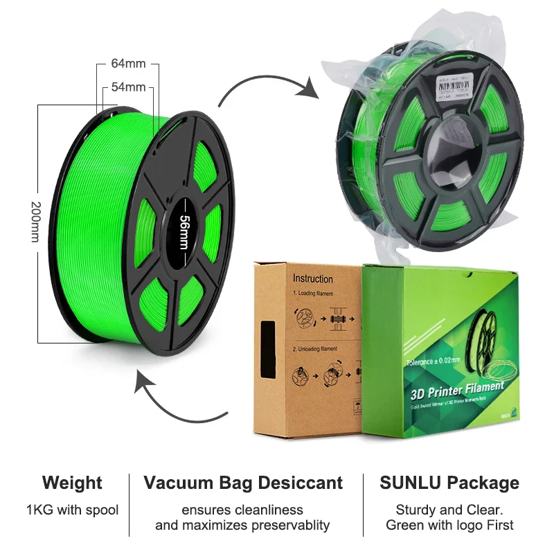 SUNLU 3D нити 1 75 мм кг PETG ABS Шелковый PLA принтеры материалы точность измерения +/ 0 02
