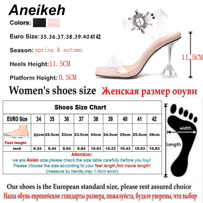 Сандалии Aneikeh женские из прозрачного ПВХ модные босоножки стразы туфли с