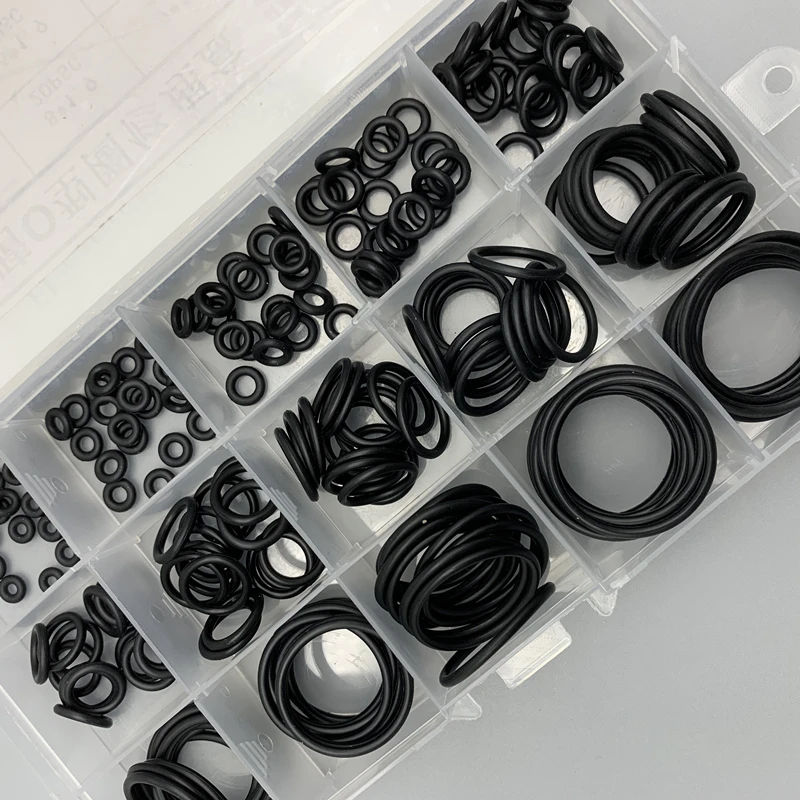 

225pcs/Box Rubber O Ring Thickness 1.9mm Assortment Black O-Ring Seals Set Nitrile Washers High Quality For Car Gasket 15 Sizes