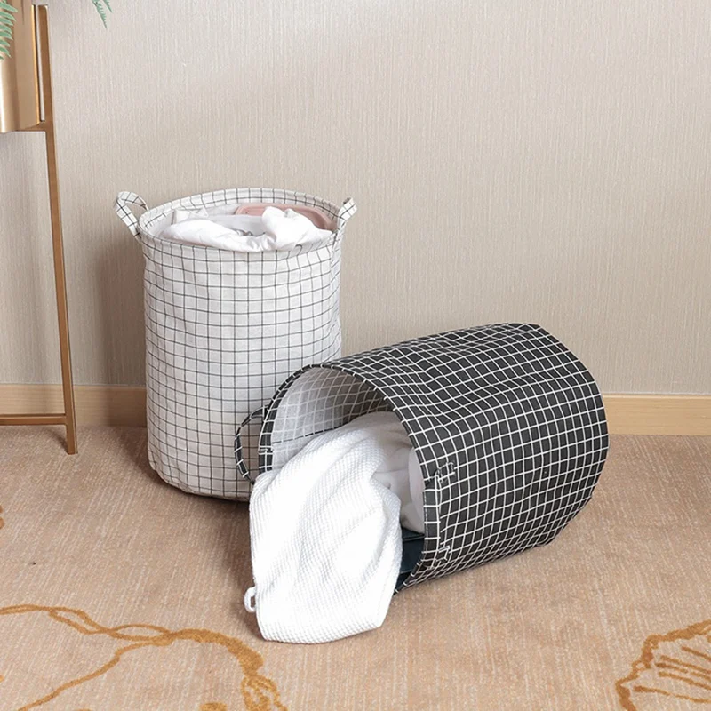 

2x Dirty Clothes Laundry Basket Foldable Storage Basket with Wheel for Office Waterproof Oxford White & Gray