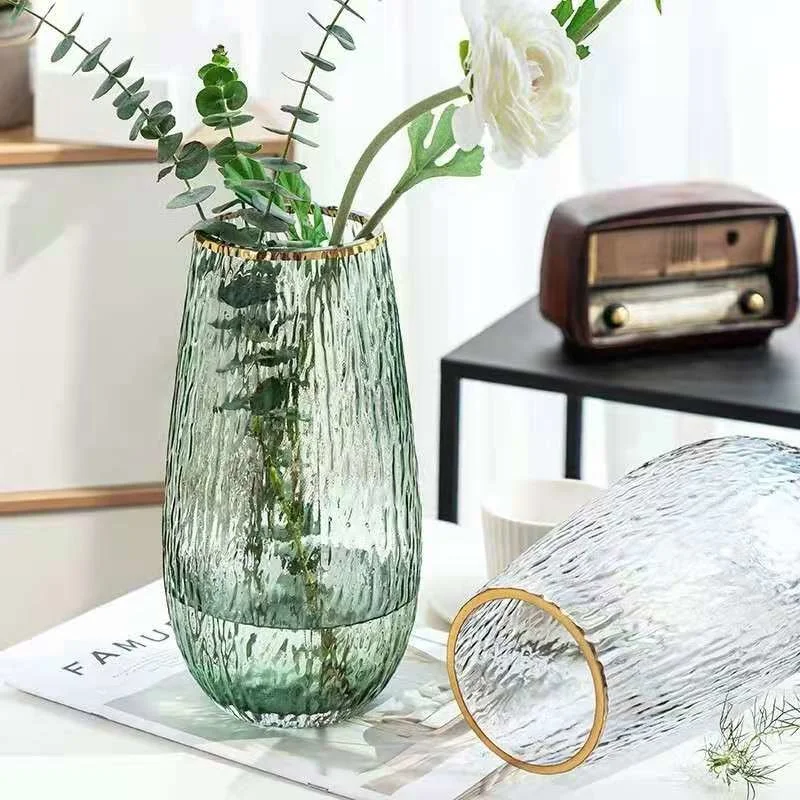 

Glass Vase Home Decore Living Room Decoration Flower Pots Decorative Flowers Vase Tabletop Decor Home Accessories Decoration