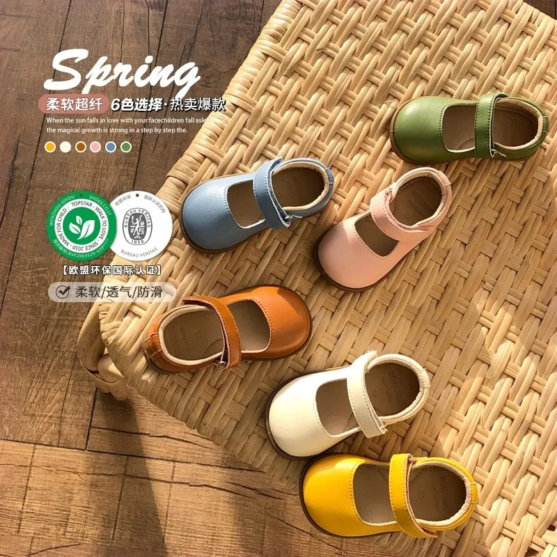 

New Children's Small Leather Shoes Mary Janes Candy Color Kindergarten Girls Flats Single Shoes Casual Shoes 2021 Spring Autumn