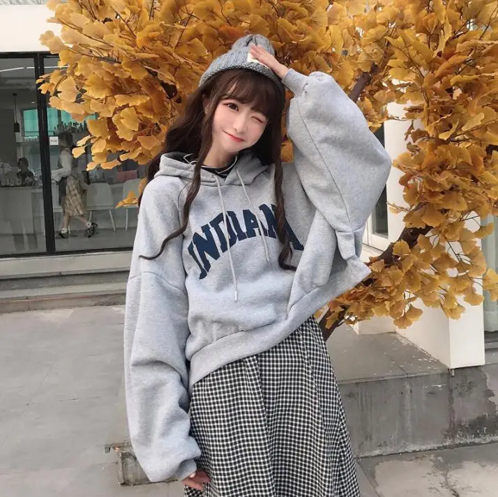 

Женская толстовка с капюшоном, толстая свободная бархатная Толстовка большого размера из двух частей, с надписью, с капюшоном, универсальна...