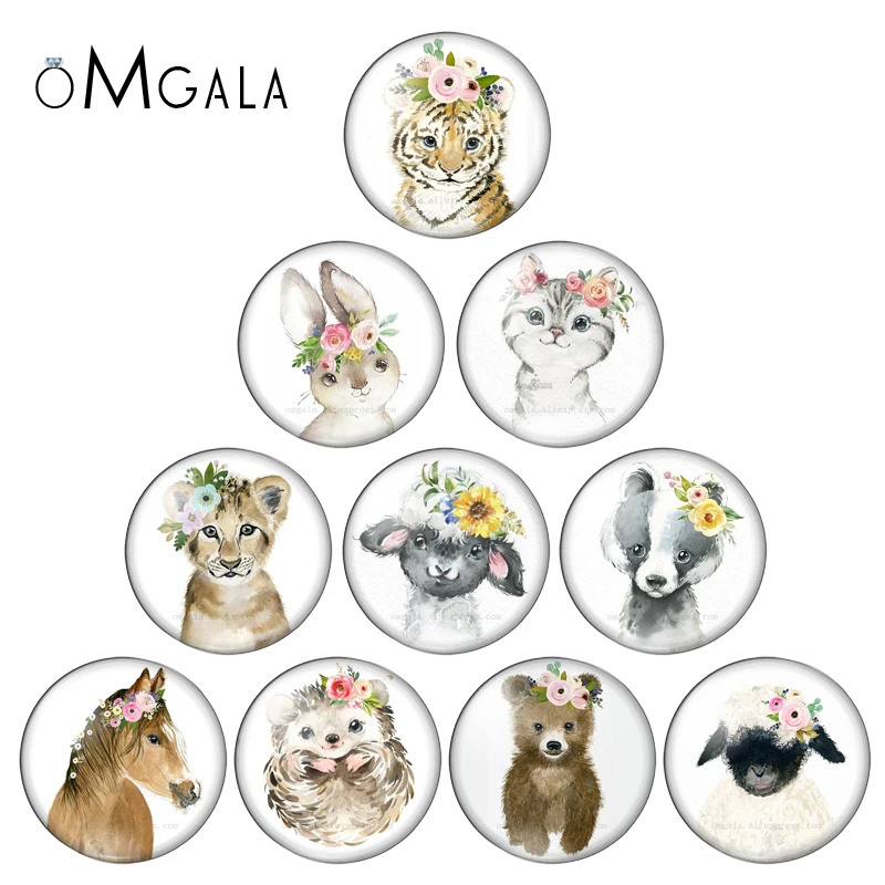 Круглый Кабошон для фотосъемки весенний цветок животное кот медведь Лев тигр
