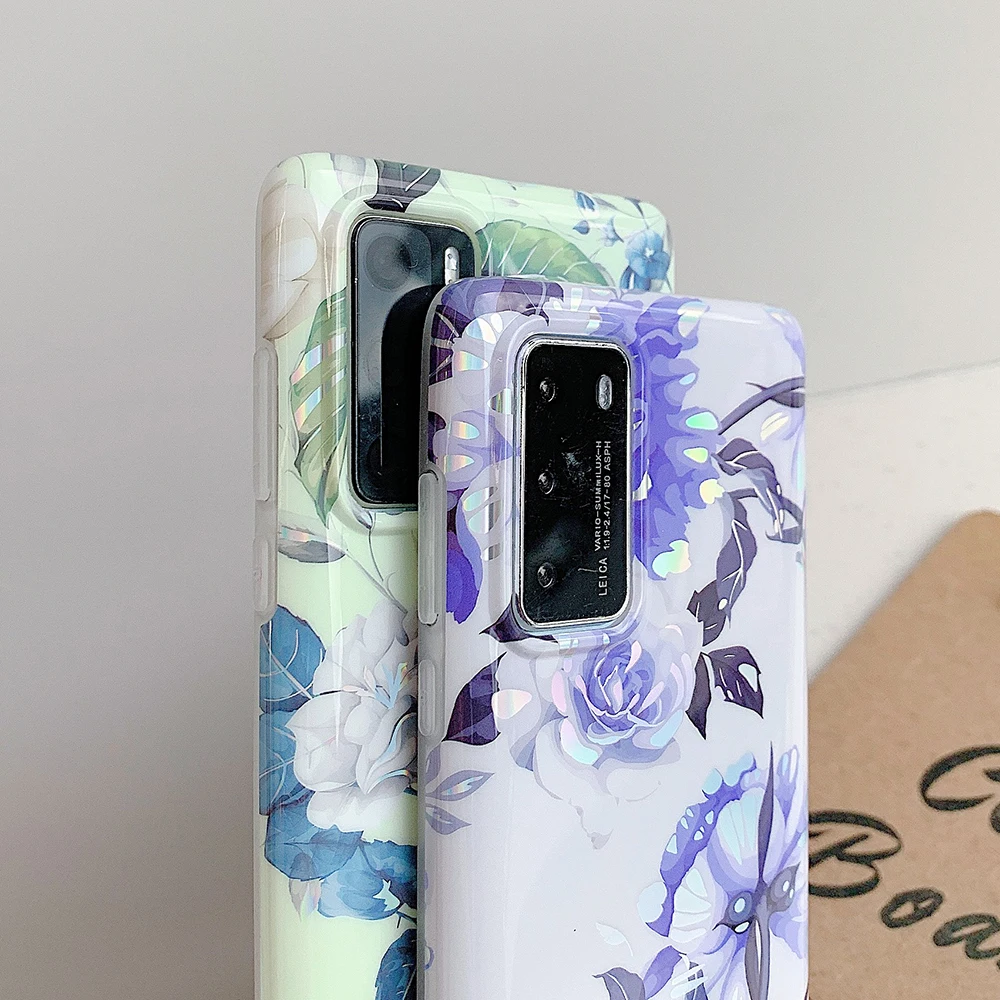 Лазерный цветной чехол для телефона Huawei P20 P30 P40 Lite Pro Mate 20 30 мягкий IMD|Бамперы| |