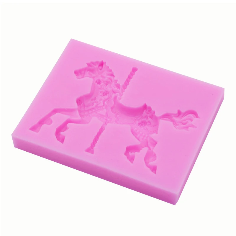 

Silica Gel Carousel Silicone Mold Kitchen Resin Baking Tool DIY Pastry Cake Fondant Moulds Horse Dessert Chocolate Decoration
