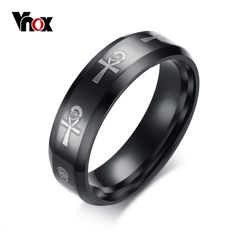 Мужское кольцо с крестом Анкх Vnox Египетский крест для мужчин из нержавеющей