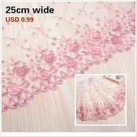 white mesh gauze pink embroidery exquisite lace diy ladies wedding children s clothing fabric cradle home textile sofa trim
