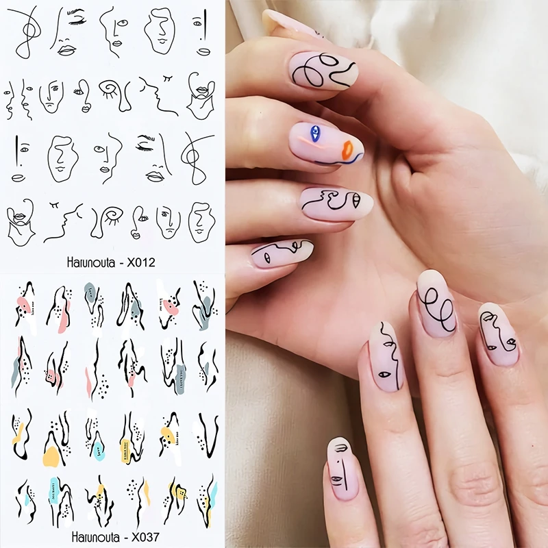 1 лист черно-белый стикеры 3D на ногти Nail Art Стикер цветок дерево зелёный простой
