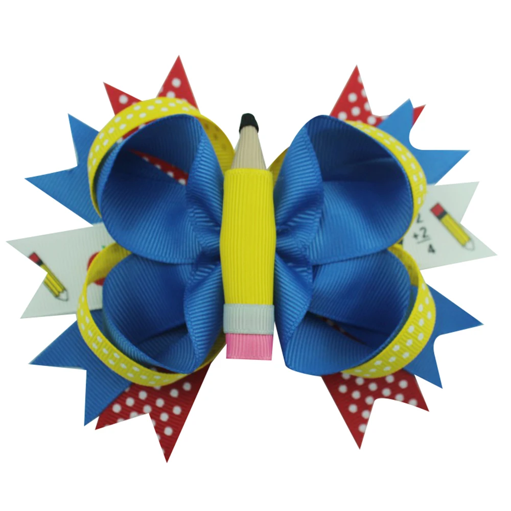 5 дюймов красочные волосы луки Аллигатор зажимы обратно в школу сложенный бант