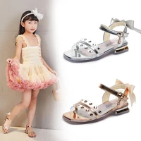 3 12 year old children transparent beach sandals for girls 2021 new summer shoes for kid princess elegant bow wedges sandals
