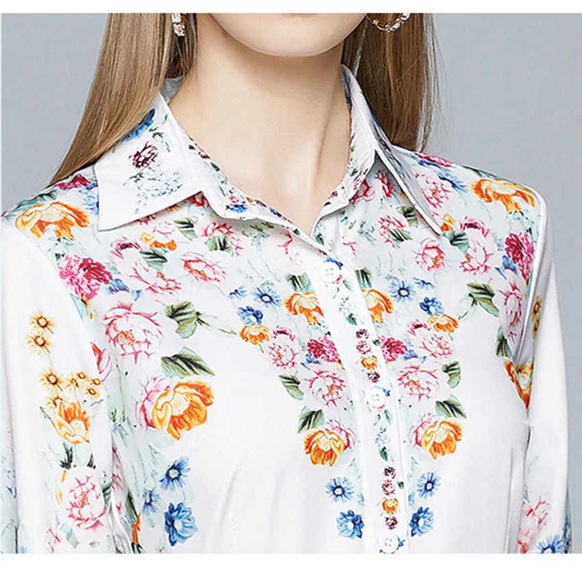 

Runway Dresses 2020 Women High Quality Fashion Elegant Dress Summer Floral Print Casual Shirt Dress Vestidos