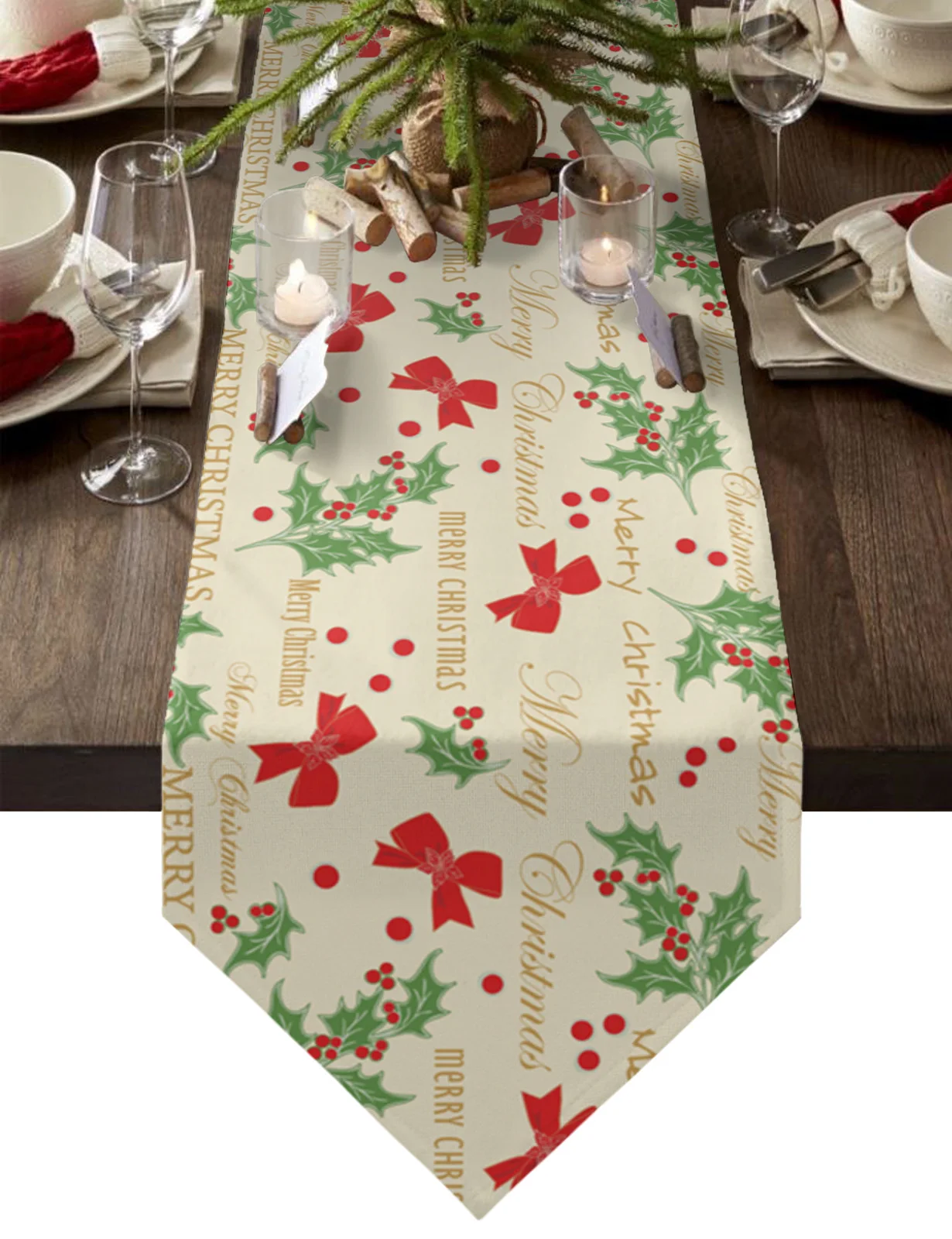 

Рождественская плитка с рисунком листьев и банта текстильные Скатерти Свадебные украшения для стола для дома скатерть Новогодние рождеств...