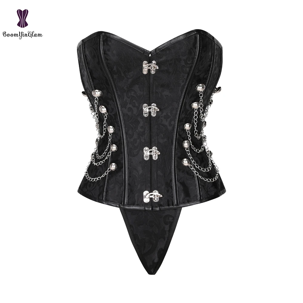 Готический корсет в стиле стимпанк со спиральной сталью и косточками