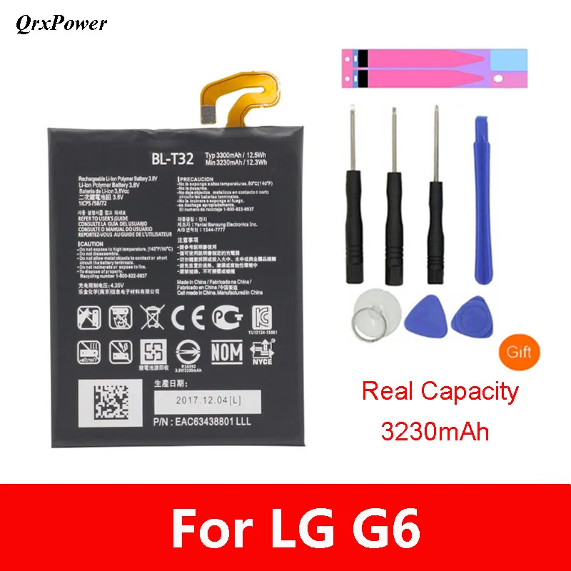 Qrxpower BL-T32 Замена Батарея для LG G6 G600L G600S G600K G600V H870 H871 H872 H873 LS993 US997 VS988 3000 мА-ч