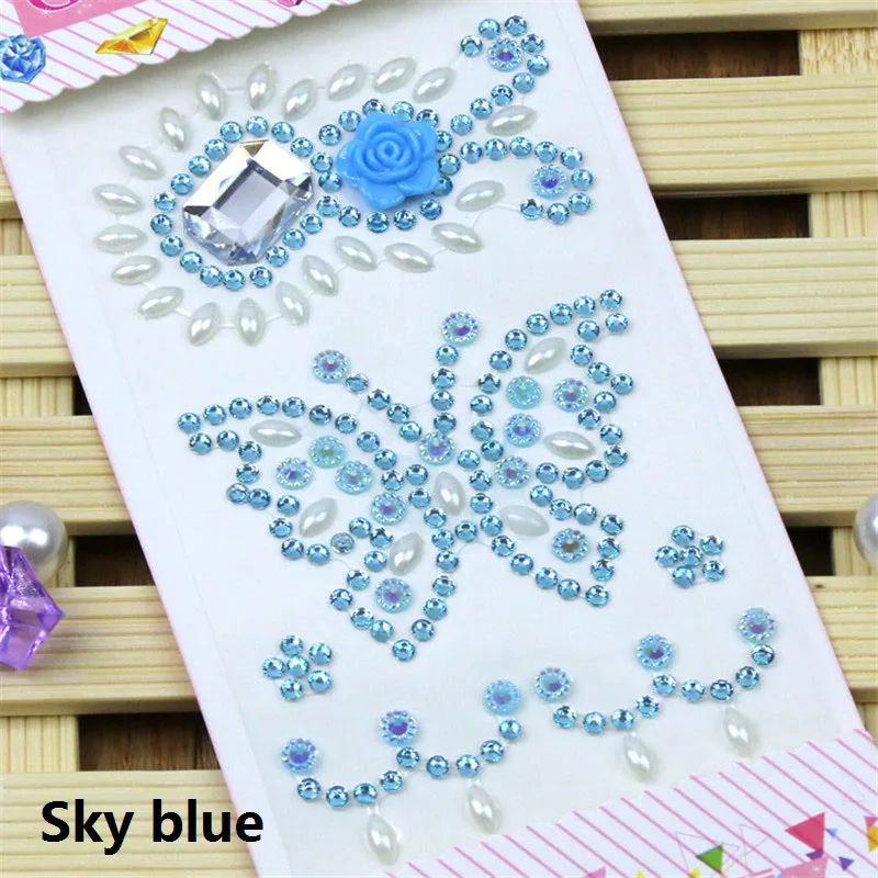 CA475-Sky blue 1 лист акриловые стрекозы искусственные бриллианты с повторяющимся цветом DIY Ручная работа телефон украшение автомобиля Скрапбукинг Ремесло стикер кристалл аксессуары - Цвет: CA475-Sky blue