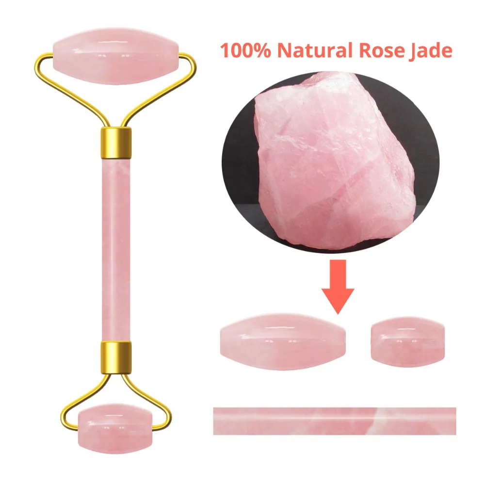 Rose Quartz Roller Slimming Face Massager Lifting Tool Natural Jade Facial Massage Stone Skin Beauty Care gift |
