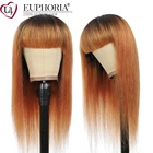 Омбре коричневые прямые волосы парики Омбре блонд натуральные бразильские Remy человеческие волосы полный машинный парик с челкой 8-28In 150% EUPHORIA