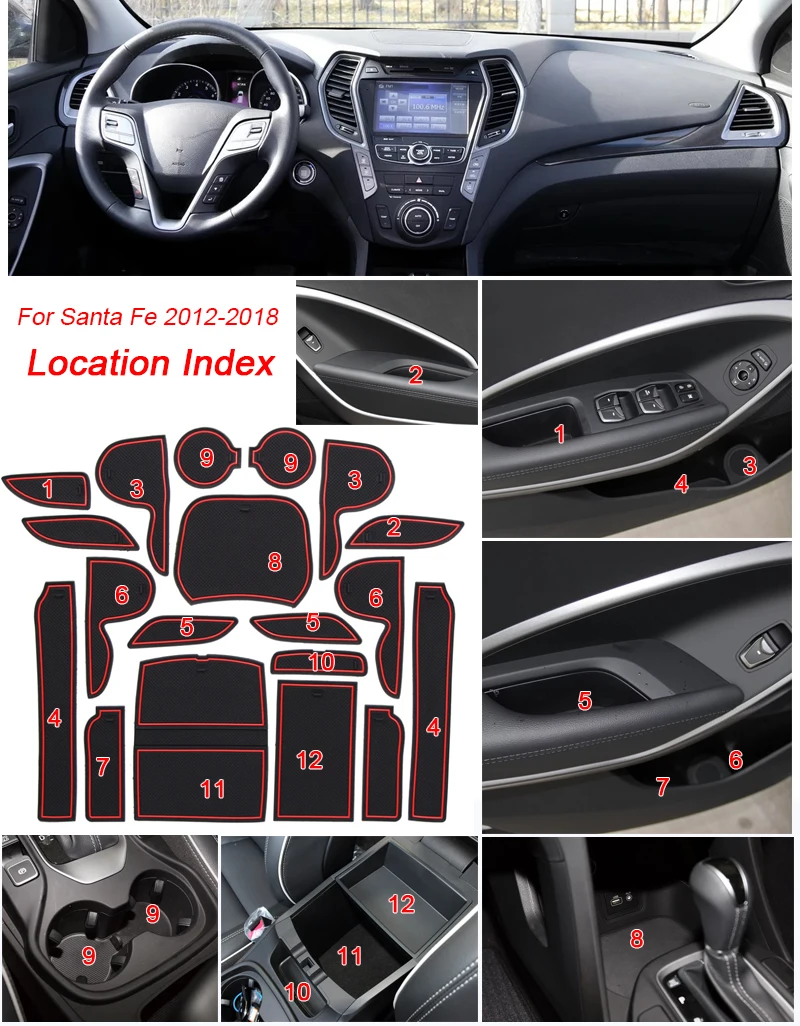 19 шт. автомобильный Стайлинг для Hyundai Santa Fe IX45 DM TM 2012 2020 латексный слот ворот коврик