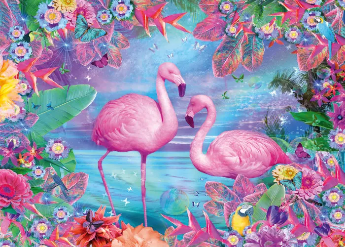 Jmine Div 5D Tropical Flamingo Flower Full Diamond Painting cross stitch kits art High Quality Leaves 3D paint by diamonds | Дом и сад