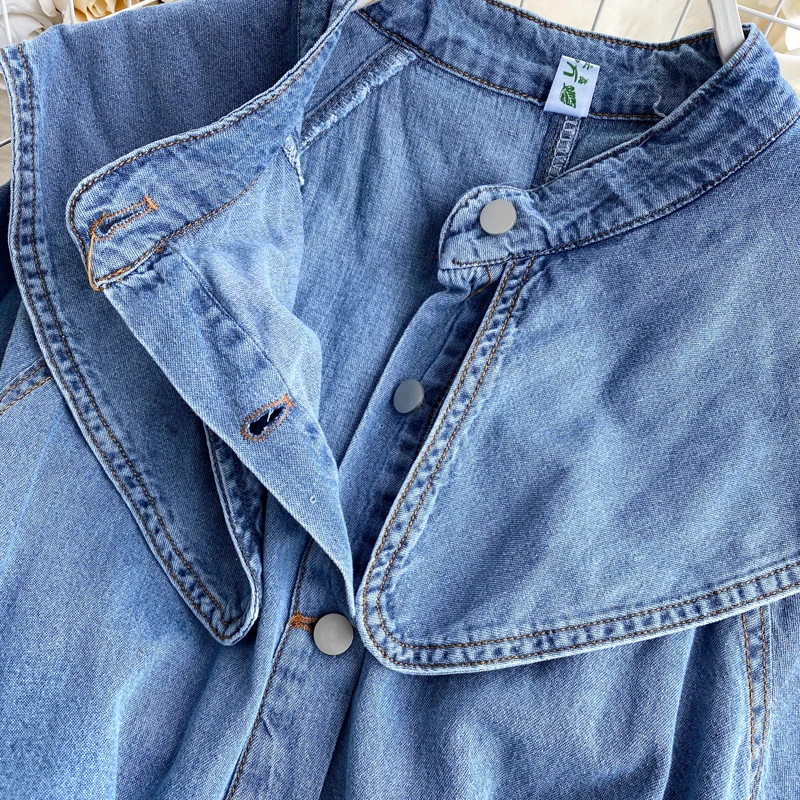 Summer shawl Short Rompers For Women Denim Jumpsuit Jeans short sleeve buttons front Jumpsuits | Женская одежда