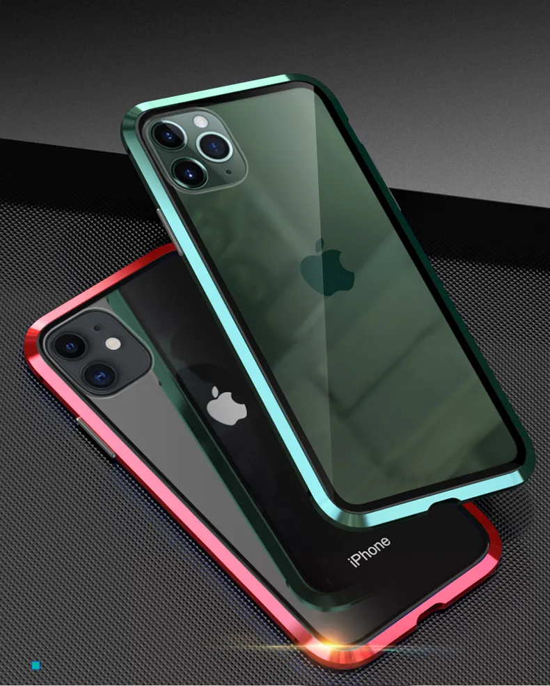 Магнитный металлический чехол для телефона iPhone 11 pro макс. закаленное стекло чехол для задней крышки для iPhone11pro MAX Магнитный чехол