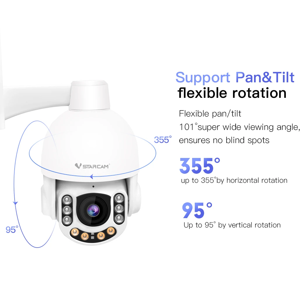 VStarcam CS65 X5 полный Цвет Vu 1080P HD 5X зум Беспроводной AI PTZ купольная IP CCTV камера Камера